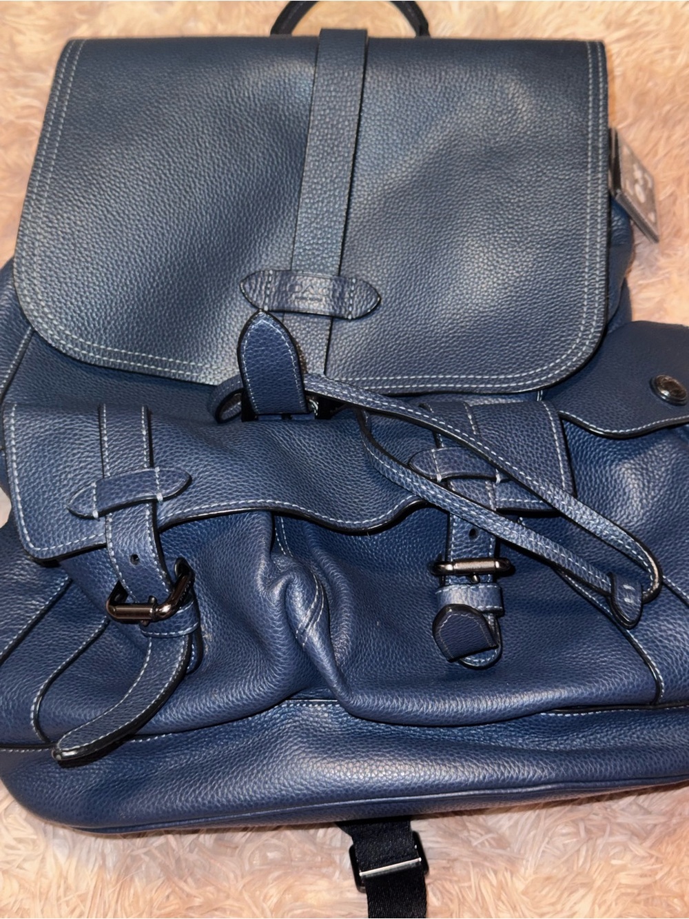 Coach Hudson F23202 Cobalt Pebbled Leather Backpack